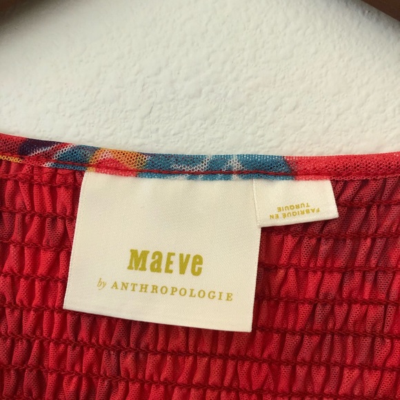 Maeve by Anthropologie smocked peplum floral top red and blue size medium - Picture 6 of 11